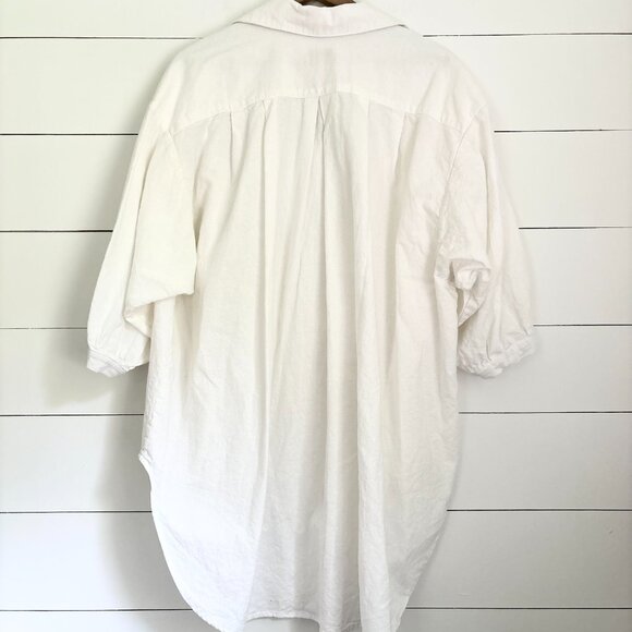 Esby Chelle white button down top cotton/linen blend made in USA size M/L - Picture 4 of 5